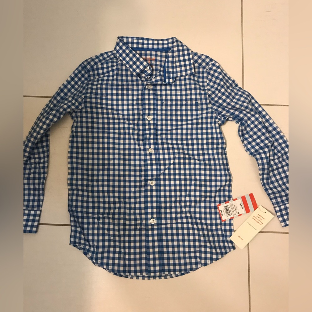 NWT CAT AND JACK BOYS GINGHAM BUTTON DOWN SHIRT
